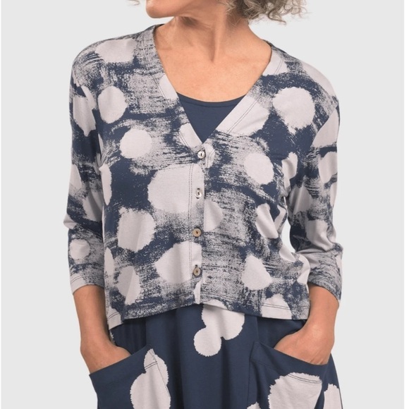 Alembika Cloud Crop Cardy Jacket Navy Size 5 - Picture 1 of 16